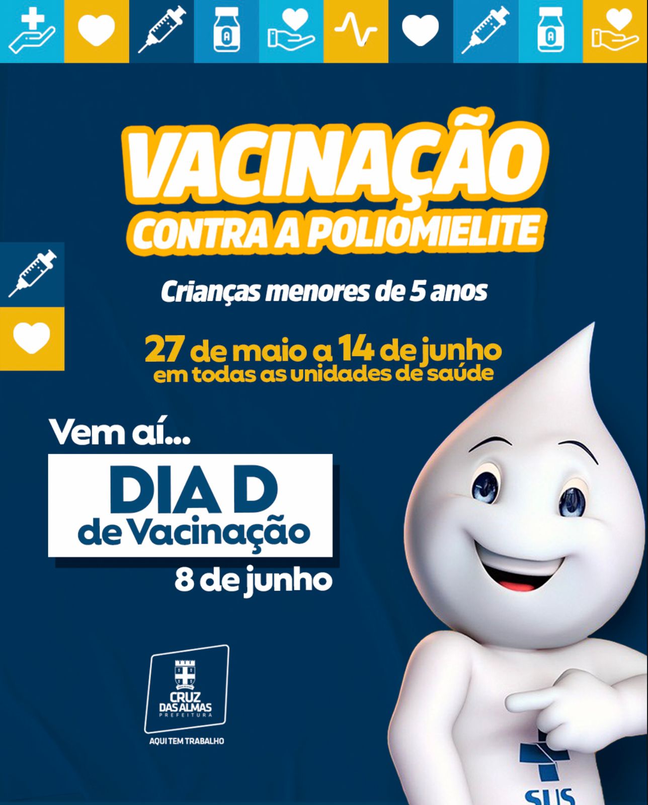 Prefeitura de Cruz reforça o cuidado com a Saúde com a Campanha de Vacinação contra Poliomielite