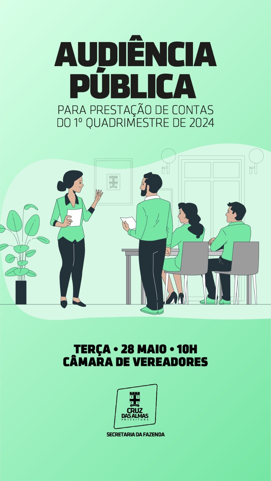 Prefeitura de Cruz realiza na próxima terça-feira (28), Audiência Pública para apresentação da prestação de contas do 1° quadrimestre de 2024